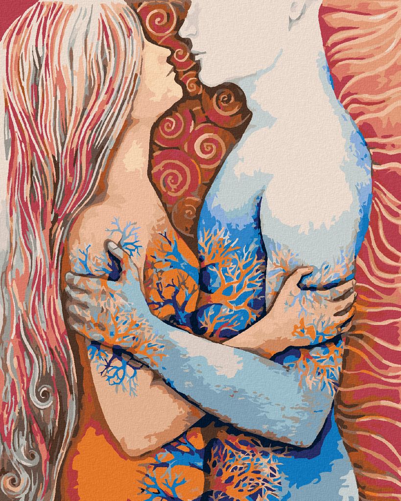 Zuty - Malen nach Zahlen - MANN UND FRAU INEINANDER VERSCHLUNGEN, 40x50 cm, ohne Keilrahmen