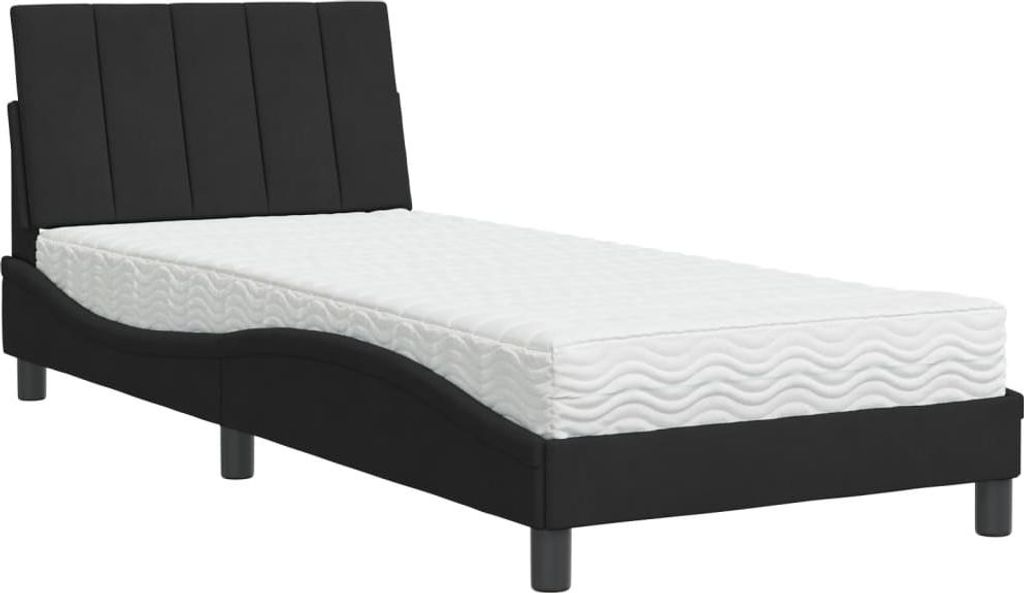 vidaXL Bett mit Matratze "Hanko" Schwarz 90x200 cm Samt