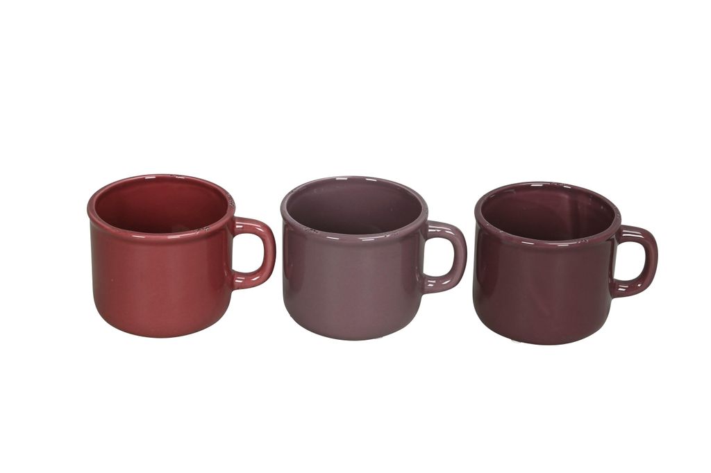 Pflanztasse Dolomit 3Fb. sort. bunt Tasse Pflanztopf Herbst Keramik Ø14x11cm H9cm