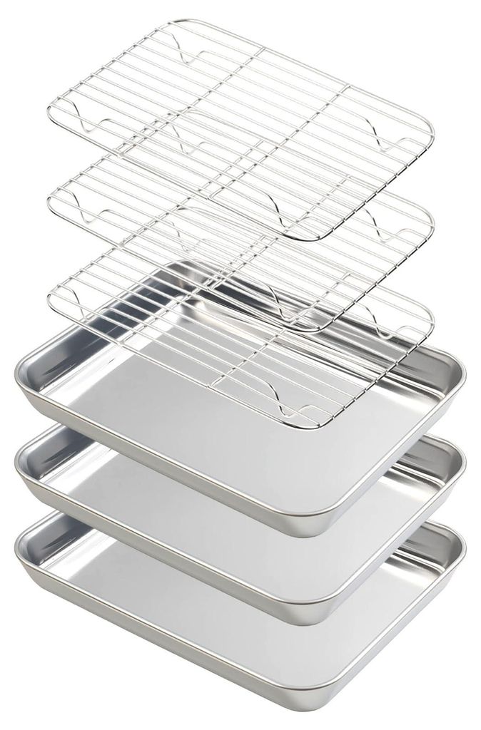RVS Bakplaat met Rooster Set (3 Platen + 3 Racks) Productafbeelding 