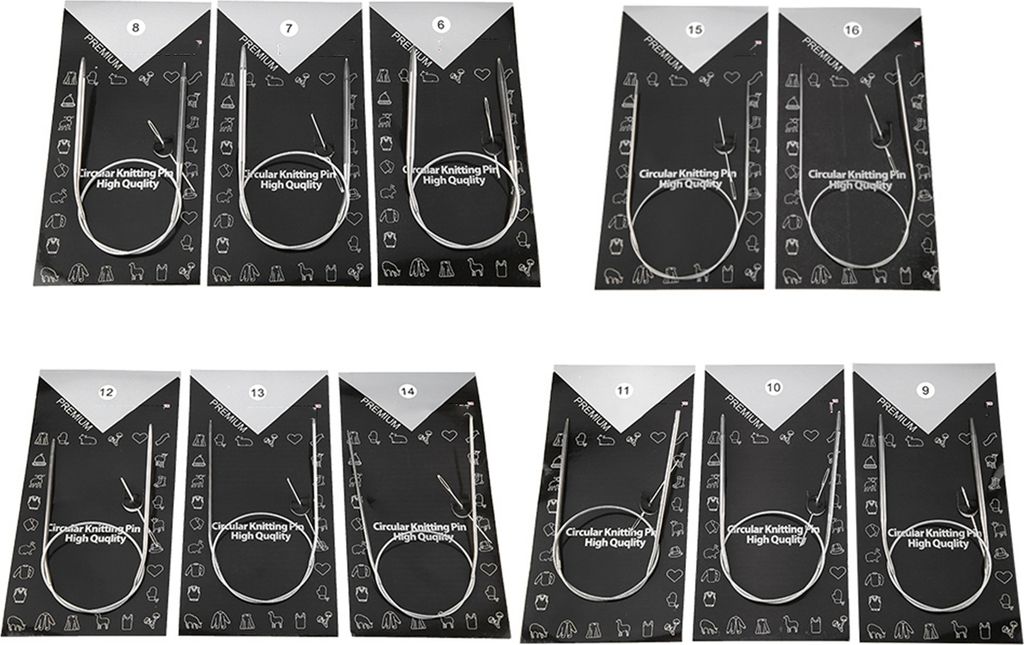 Kit Ferri Circolari Ferri Da Maglia 40cm Set 9 Ferri Circolari In Acciaio Inox 40 Cm - Misure 2.5-10 Ferri Per Lavorare A Maglia
