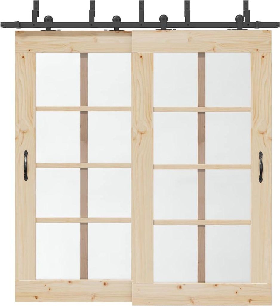 vidaXL Schiebetürbeschlag-Set 213,5 cm Stahl Schwarz