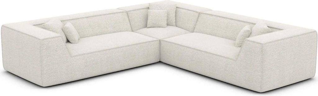 Bouclé Ecksofa Liberia Weiß