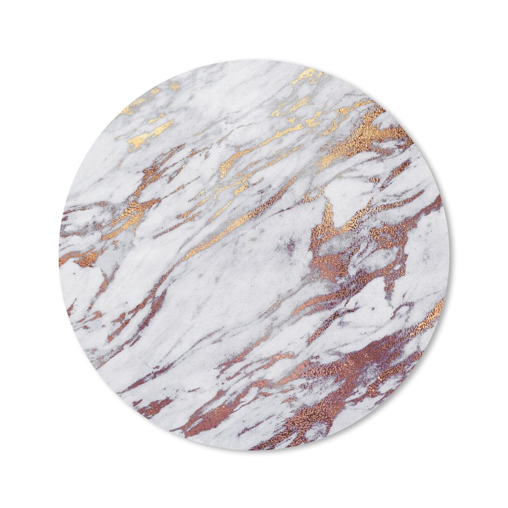 MuchoWow Mauspad Mousepad Marmor - Weiß - Gold - Rot 40x40 cm - Mousepads - Maus Mat - Pad - Mausunterlage - Schreibtisch Accessoires