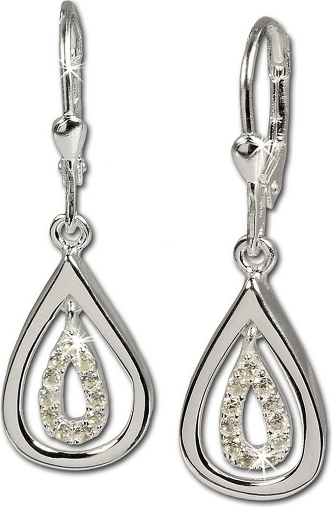 SilberDream Ohrhänger weiß Ohrringe Silber Träne Zirkonia Damen D2SDO325