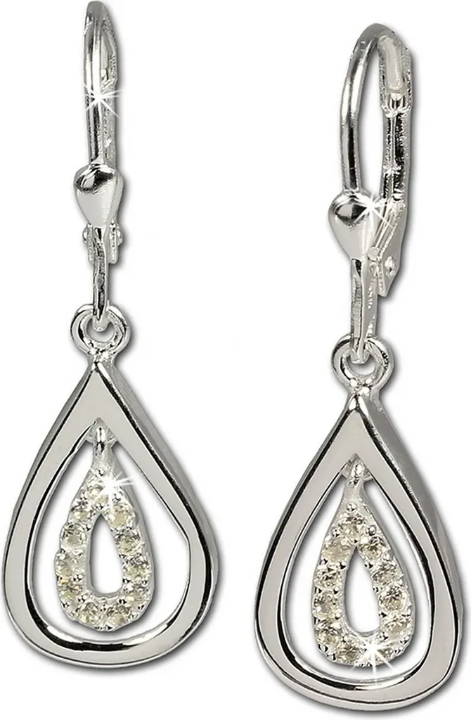 SilberDream Boucles d'oreilles Argent 925 Blanc Larme Zirconia D2SDO325