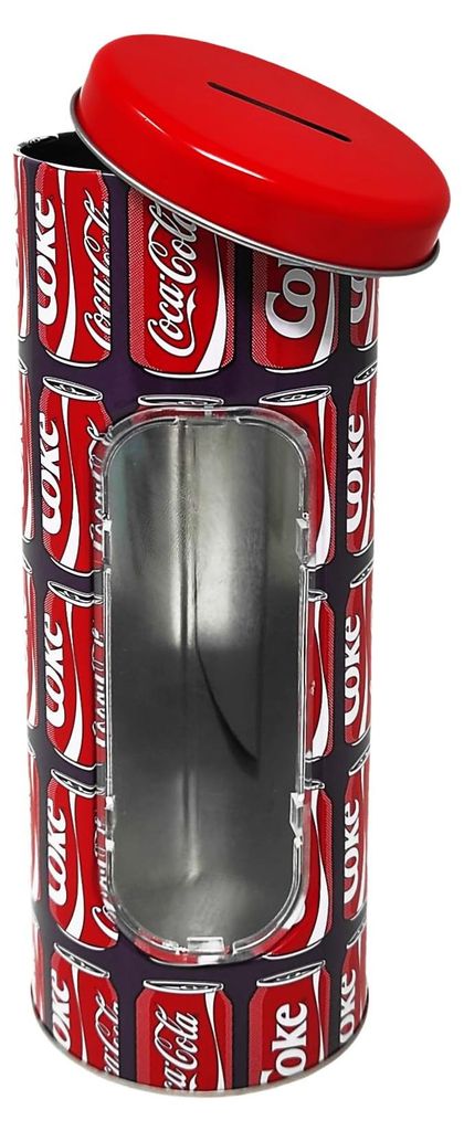 Metallene Spardose mit Strohhalmhalter, klappbar und wiederverwendbar, rot, 23 x 8,5 cm