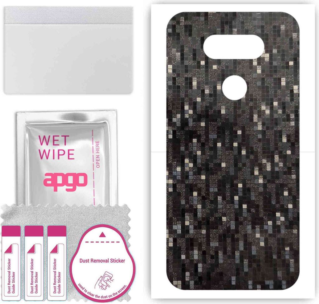 apgo Rückseite Schutzfolie, Skin, kompatibel mit LG G5 SE, Hinten Displayschutzfolie aus Vinylfolie, kratzfest, einfache Montage - Carbon Black Pixel
