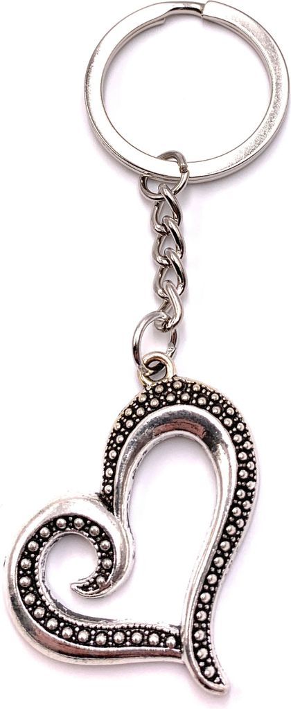 Onwomania Schlüsselanhänger Verziertes Herz Liebe Love Silber Metall Anhänger Charm