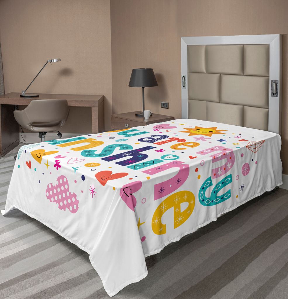 ABAKUHAUS Sprichwort Bettlaken, Niedlicher Liebes-Text-Druck gemacht von den Spaß-glücklichen Tier-und Herz-Zahlen scherzt Kinderzimmer-Thema, we...