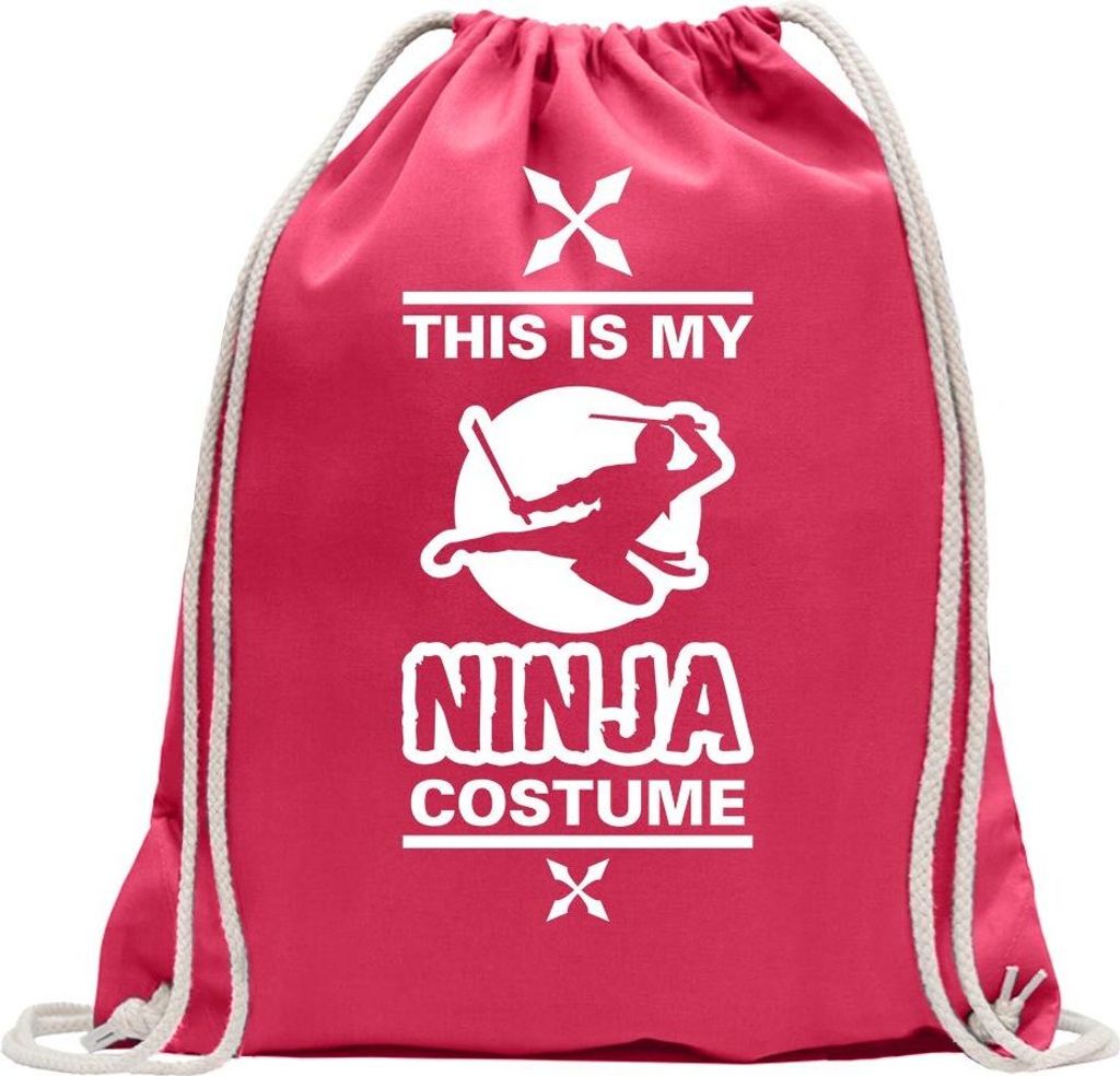 Kiwistar - Turnbeutel - pink - This is My Ninja Costume - Fun Rucksack Sport Beutel Gymsack Baumwolle mit Ziehgurt