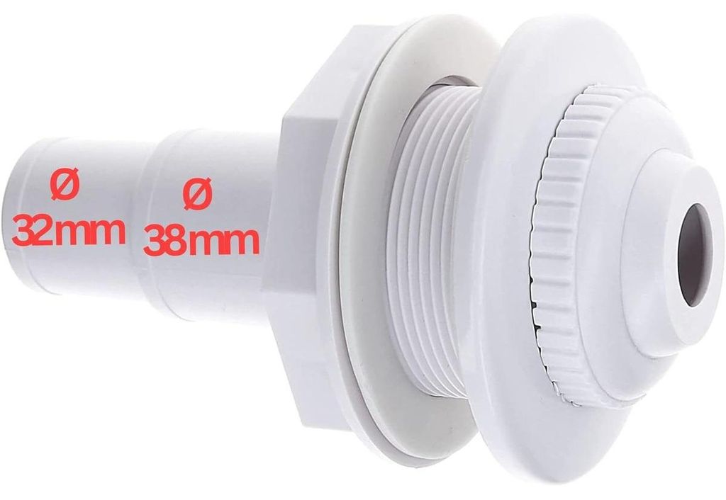 Amapool Einströmdüse 14 cm I Einlaufdüse für Pool mit Schlauchtülle 38/32mm I Standard Beckeneinlaufdüse I Pooldüse Verstellbarer Düsenkopf...