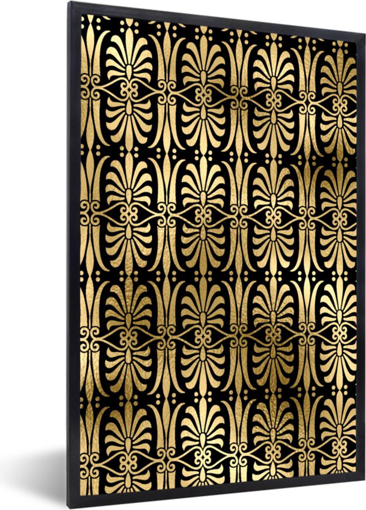 MuchoWow Gerahmtes Poster Muster - Art Deco - Gold 20x30 cm - Poster mit Schwarzem Bilderrahmen Wandposter Rahmen Foto Bilder - Drucken - Bilder ...