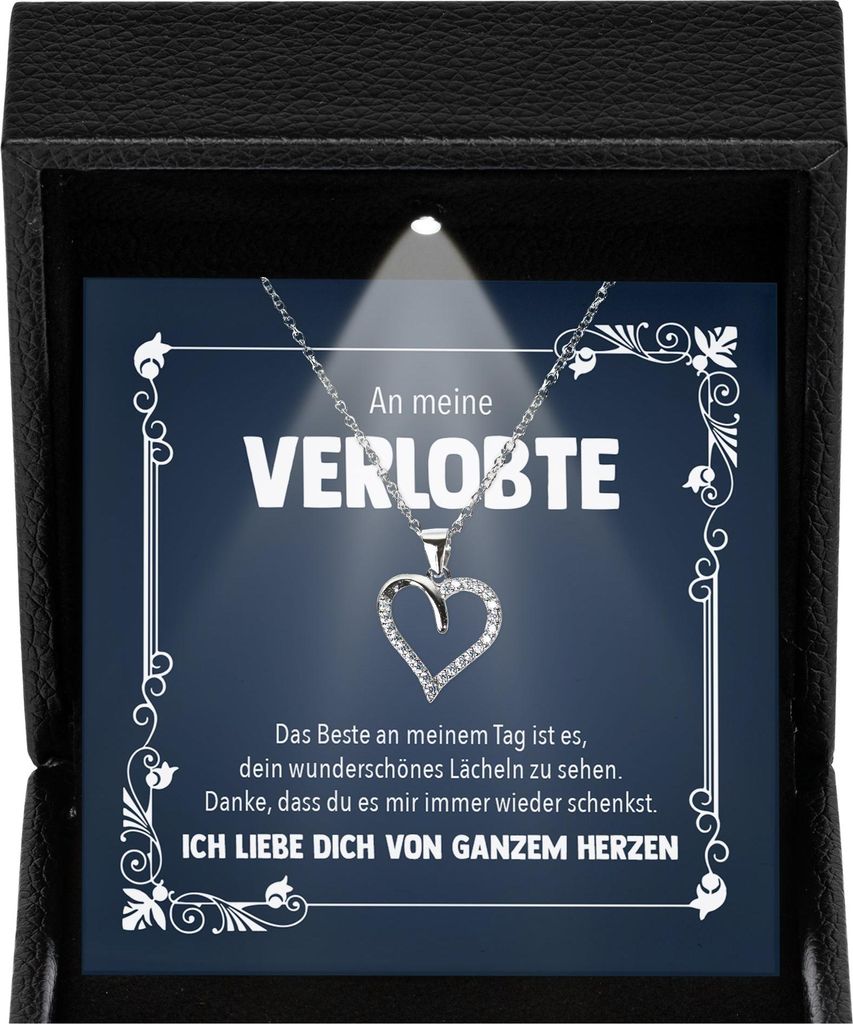 22Feels Frauen Verlobung Geschenk Ich Liebe Dich Schmuck Heiratsantrag - Silber 925/000 Herz Halskette - Damen Bride to be Verlobte Valentinstag We...