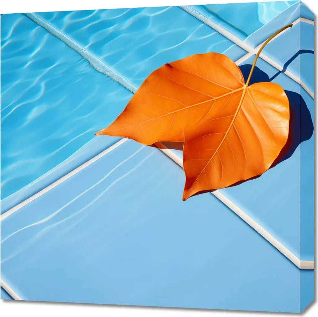 Quadro 60x60 cm Foglia sull'Acqua | Stampa Canvas per Arredo Zen Moderno