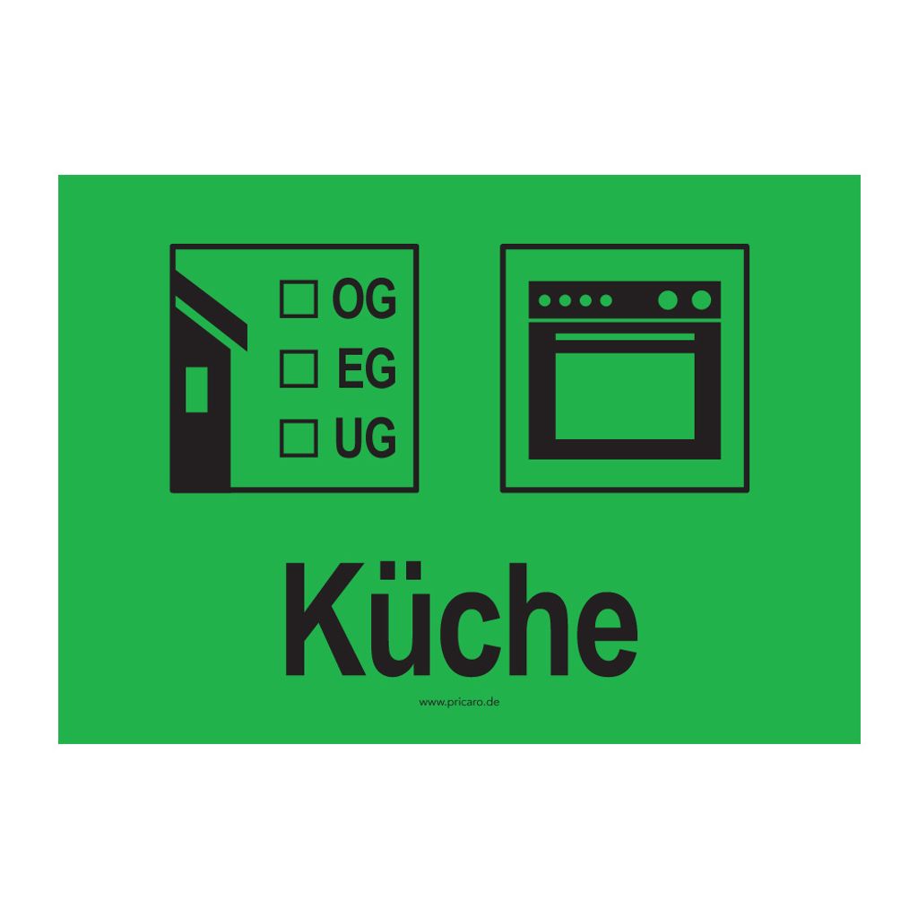 PRICARO Umzugsaufkleber "Küche" grün, A6, 15 Stück