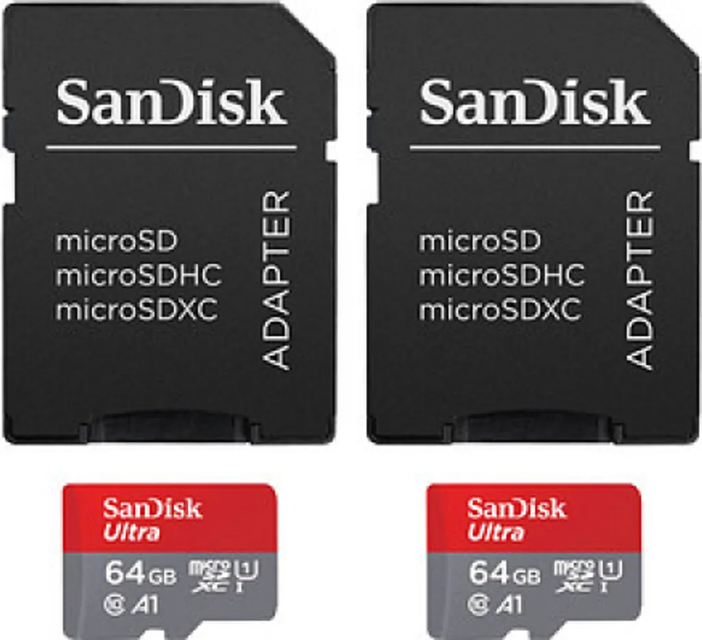 Double Carte MicroSD 64 Go SanDisk Ultra pour Photos et Vidéos Full HD