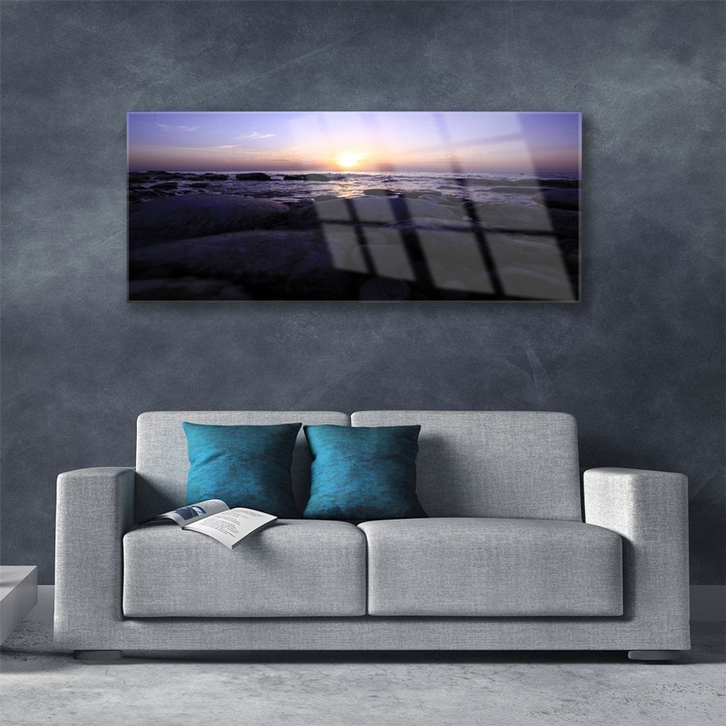 Acrylglasbilder 125x50 Wandbild Druck Steine Meer Landschaft