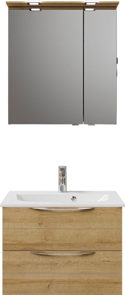 PELIPAL Serie 6025 SET-045-065 Block bestehend aus: Waschtisch, Waschtischunterschrank, Spiegelschrank / 67cm