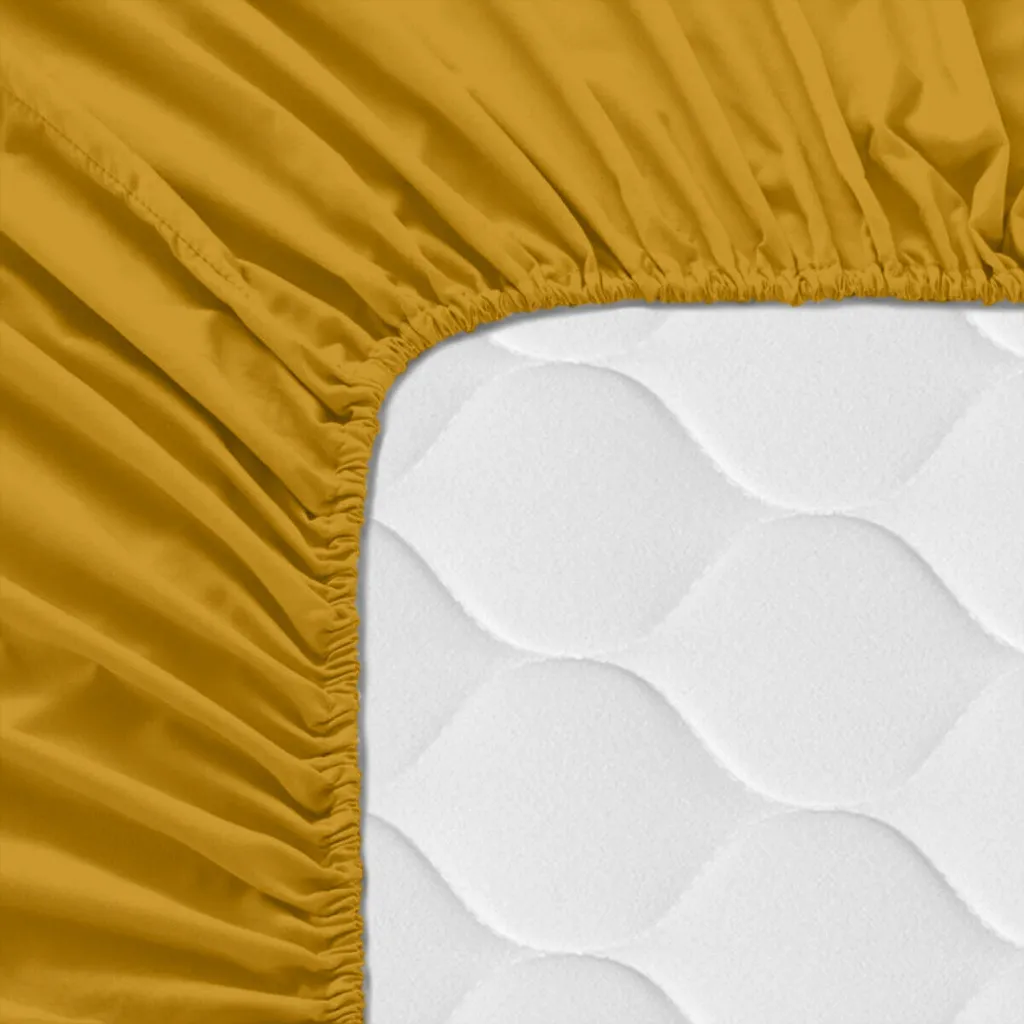 Drap-housse 200x200 cm pour matelas épais HappyFriday BASIC Moutarde - 4