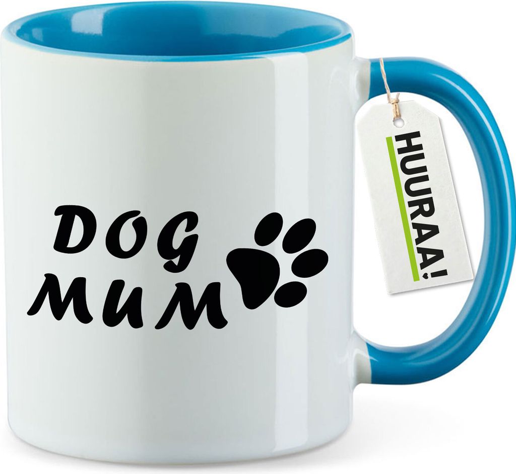 Huuraa Kaffeetasse Dog Mum Tapse 330ml Blau Keramik Kaffeebecher Geschenkidee