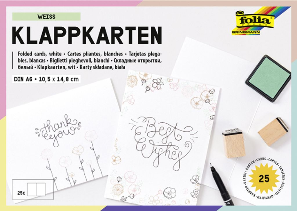 folia Klappkarte 190 g/qm DIN A6 weiß 25 Stück