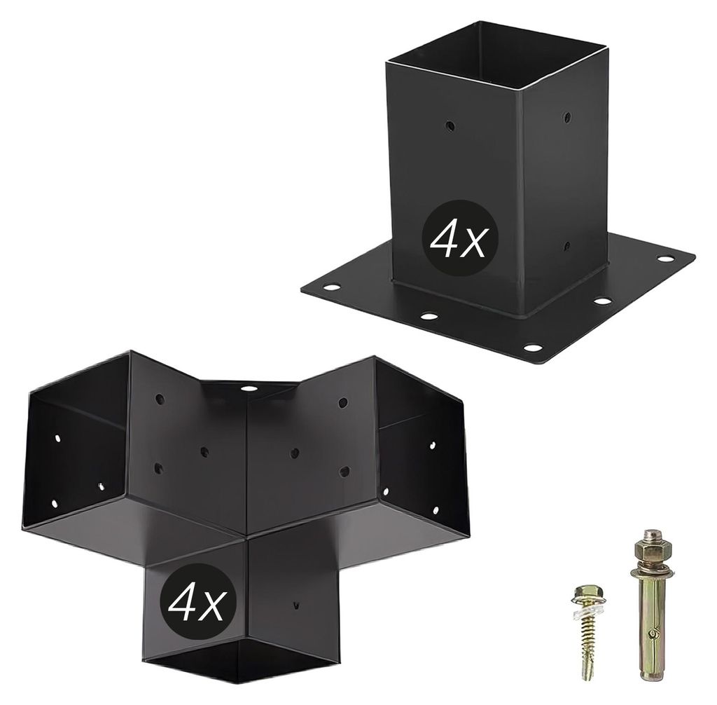 SOTECH Pfostenverbinder-Set 90 x 90 mm schwarz – 4x Produktbild 