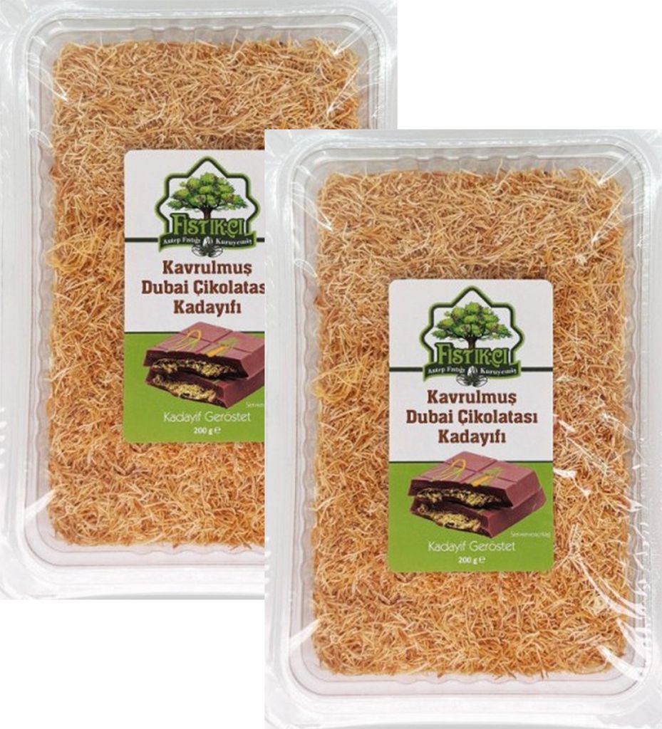 Geröstete Kadayif (Teigfäden) für Dubai Style Schokolade -Engelshaar -2 x 200g + Notiz - Fistikci