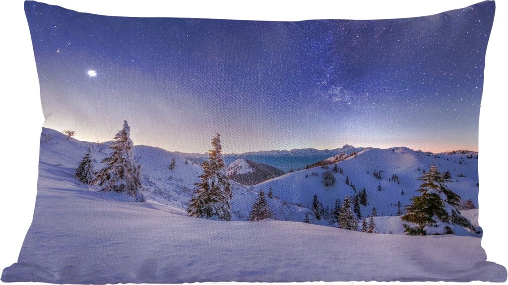 MuchoWow Zierkissen Sofakissen Wohnzimmer Dekokissen 60x40 cm Winter - Schnee - Nacht - Bäume - Kopfkissen - Polster mit Foto