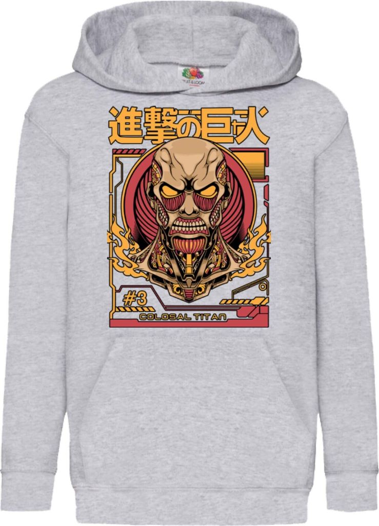 Kinder Kapuzenpullover Attack Anime On Titan Colosal Titan, 9-11 Jahr - 140 / Grau