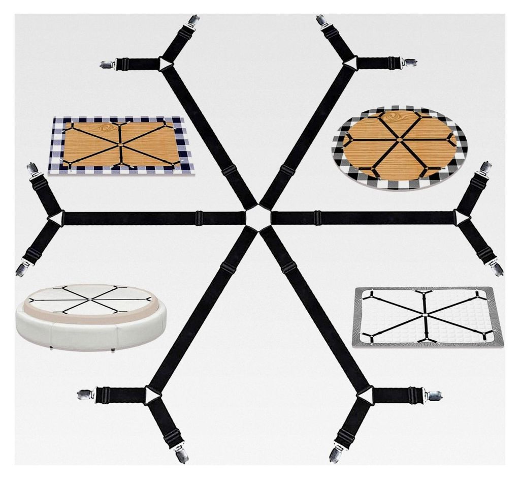Bettlaken-Spanner mit verstellbaren Spanngurten und Metallclips, elastische Bettlakenverschlüsse für Bettwäsche, Matratzen und Sofas (Silber)