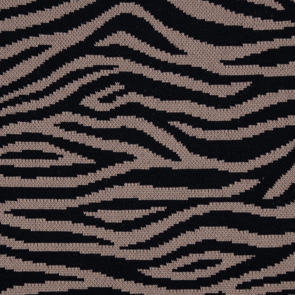 Strickstoff Meterware Jacquard Tigermuster beige schwarz 1,51m