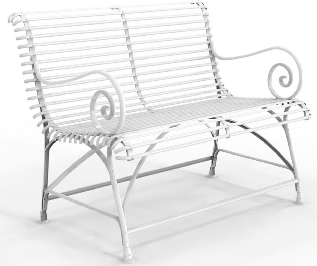 Casa Padrino Jugendstil Gartenbank 120 x 60 cm - Verschiedene Farben - Schmiedeeisen Garten & Terrassen Sitzbank mit Rückenlehne und Armlehnen - J...