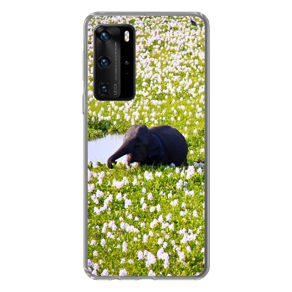 MuchoWow Handyhülle Schutzhülle Hülle für Huawei P40 Pro Elefant - Wasser - Pflanzen - Grün - Natur - Tiere Silikon Softcase Handy Hülle - ...