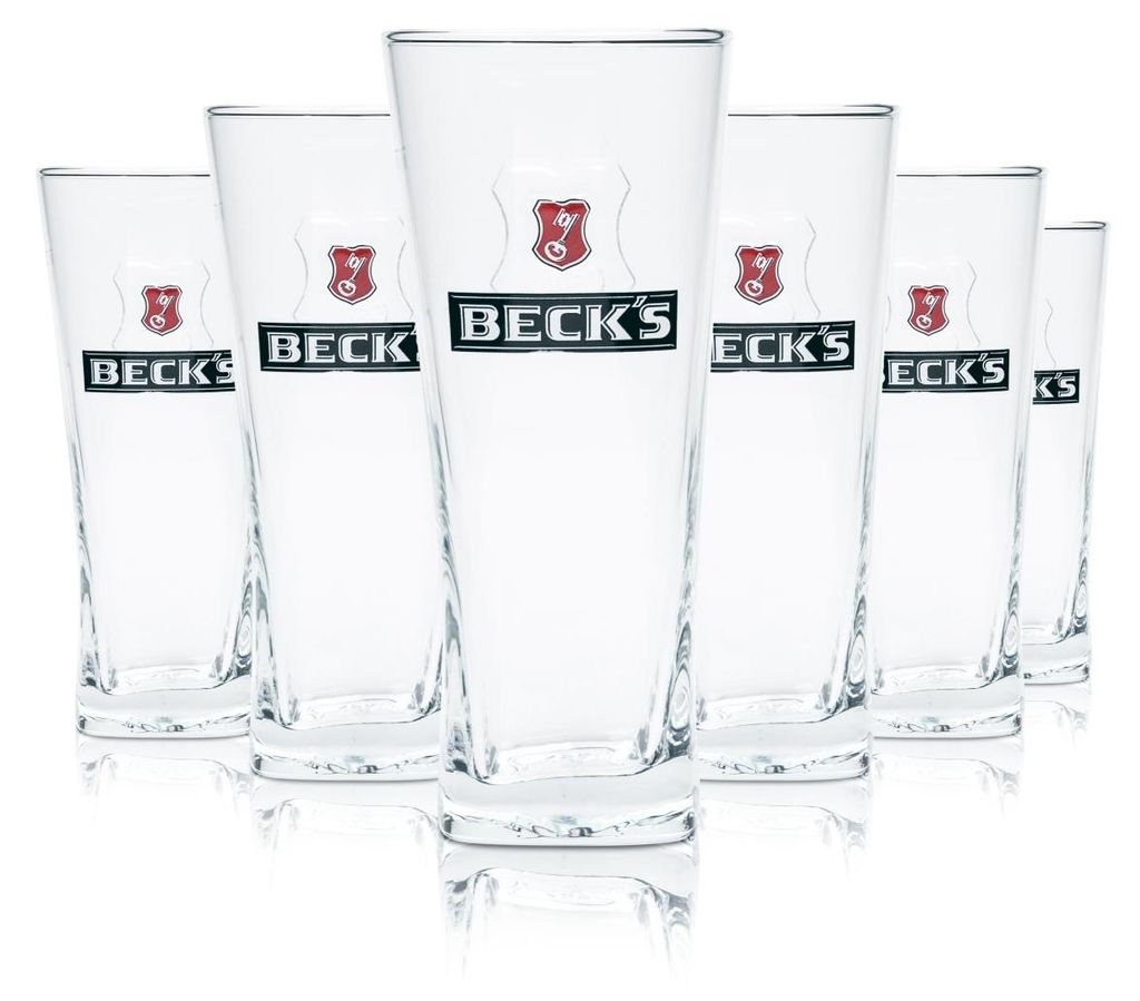 6x Becks Bier Glas 0,3l Becher Henry Willi Gläser Relief Produktbild 