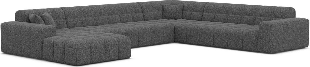Bouclé U-Form XXL Wohnlandschaft Nivara Graphit Links