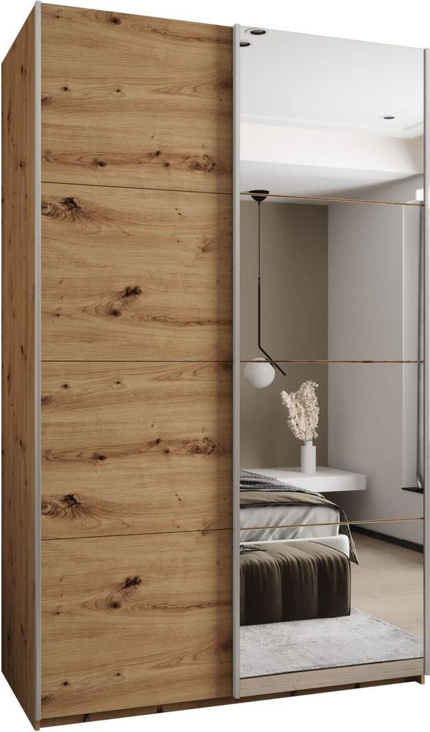 MEBLE KRYSPOL LUX 3 Schrank - 245,5x160x64cm - Artisan, Artisan, Silber