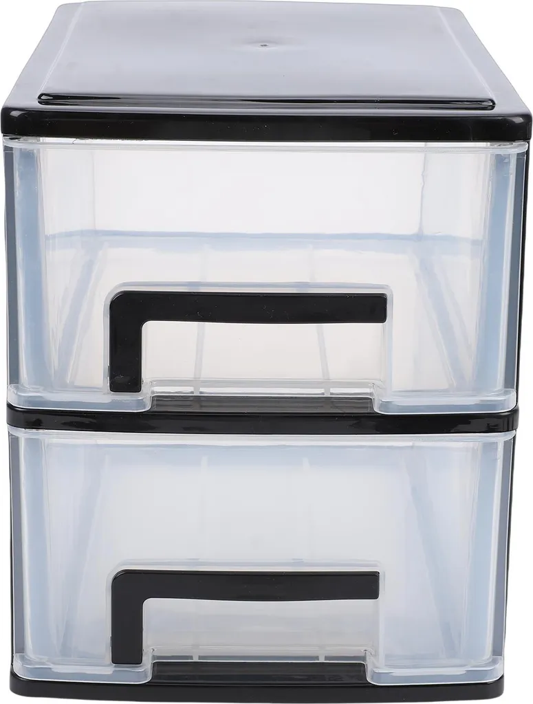 Organiseur de bureau anti-désordre 2 tiroirs transparents cadre noir chic