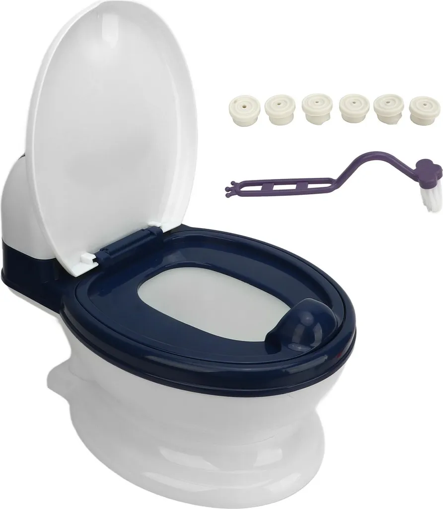 Pot d'entraînement bébé réaliste blanc et bleu avec brosse de nettoyage