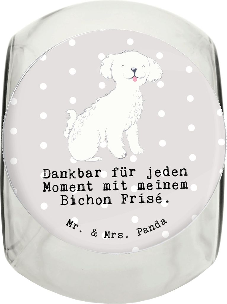 Mr. & Mrs. Panda Leckerli Dose Bichon Frisé Moment L 870ml - Grau Pastell - Geschenk, Vorratsglas, Keksdose, aufbewahrungsglas, Vorratsbehälter, ...