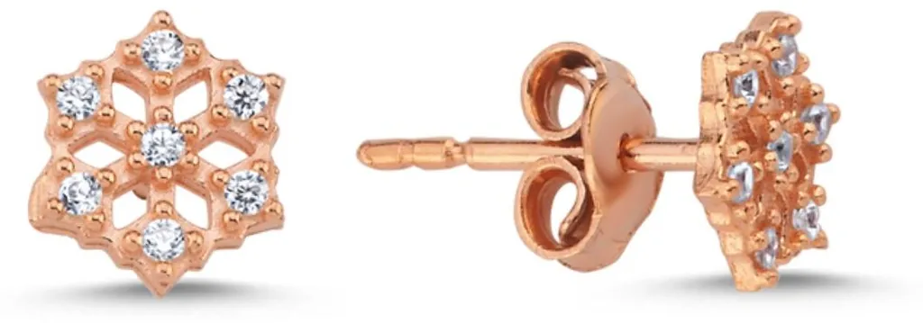 Boucles d'oreilles argent 925 flocon anti-allergie et zircons brillants