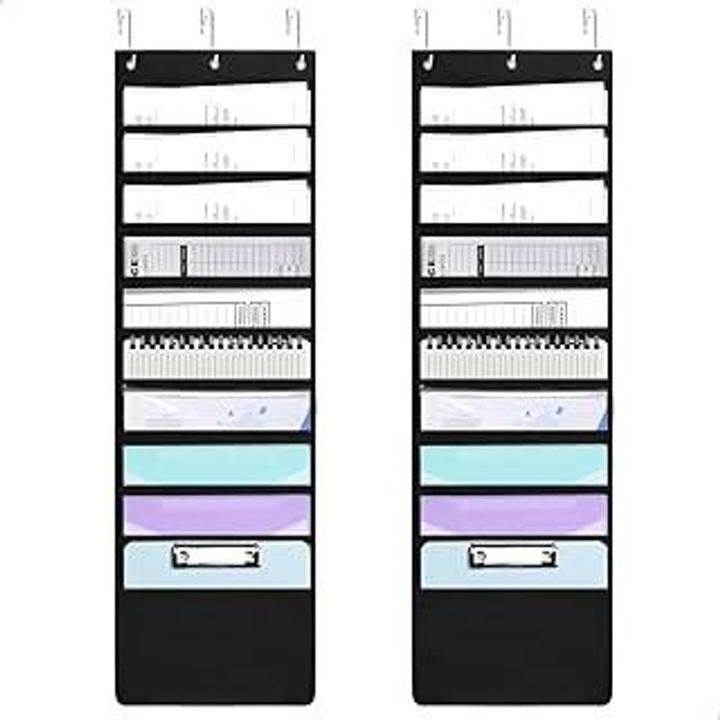 2 Stücke 10 Fächern Hängeregister, Wandorganizer Hängend für Klassenzimmer für DIN A4 Papier, Zeitschriften, Akten, Rechnungen, Bücher & Com...