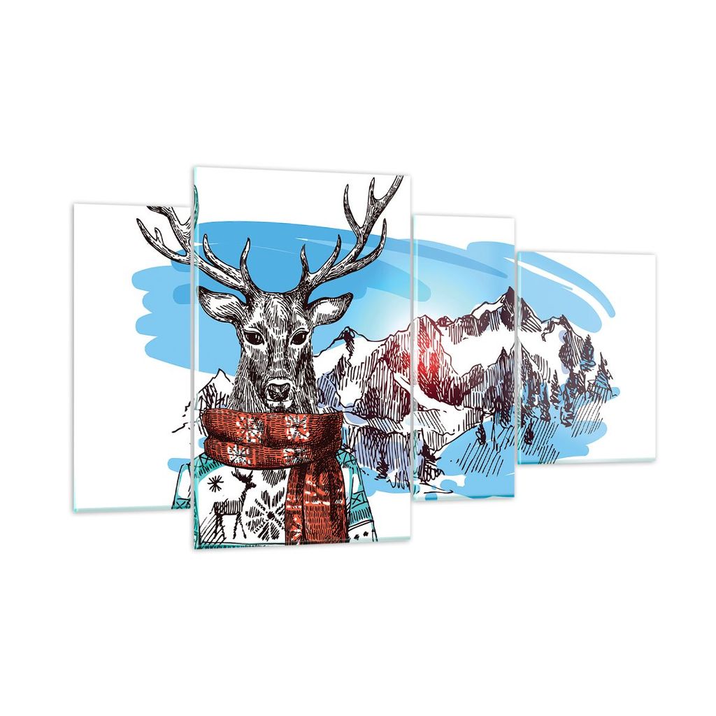 Bilder auf glas - Deer Berg Kinder hipster - 120x70cm - Glasbilder - Wandbilder - Kunstdruck - zum Aufhängen bereit - Wanddekoration aus Glas - Gl...