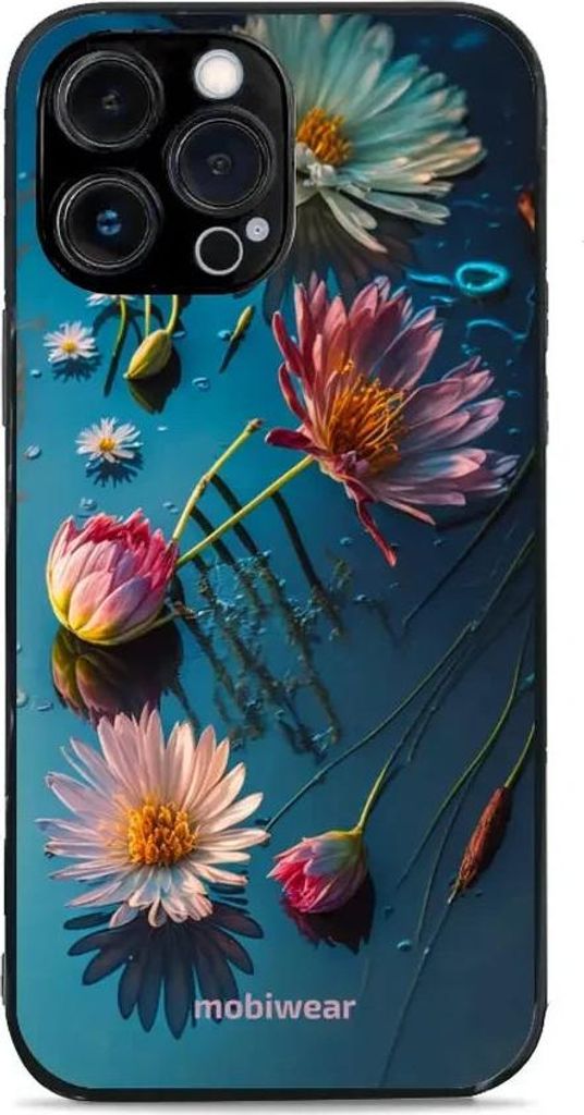 Handyhülle für iPhone 13 Pro Max, Mobiwear Glossy Case, Blau-Blumig