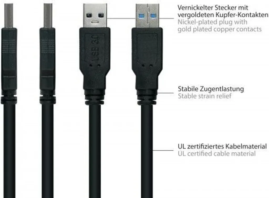 Cavo Micro USB 3.0 3m Kabelmeister | Perfetto per Backup Hard Disk WD/Seagate