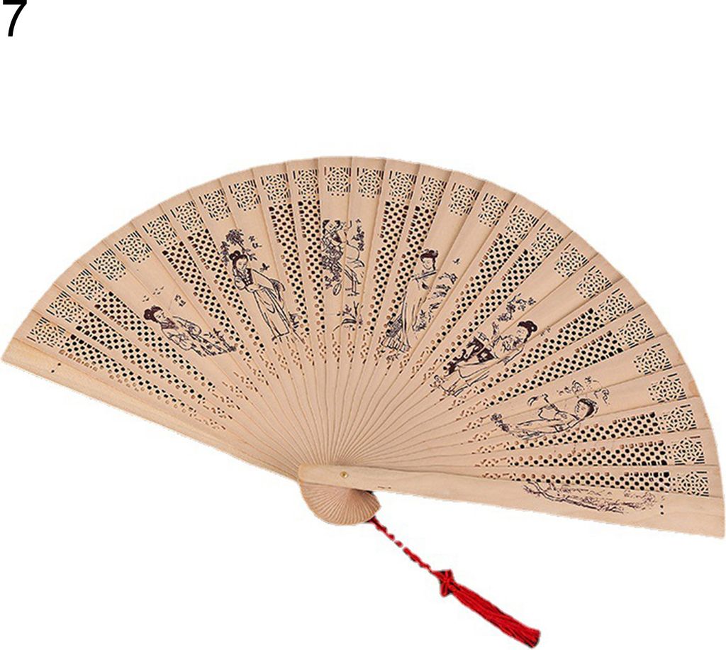 Klapper Handlüfter Vintage unbemaltes Holz Chinesischer Stil Klapper Lüfter für den Urlaub-7