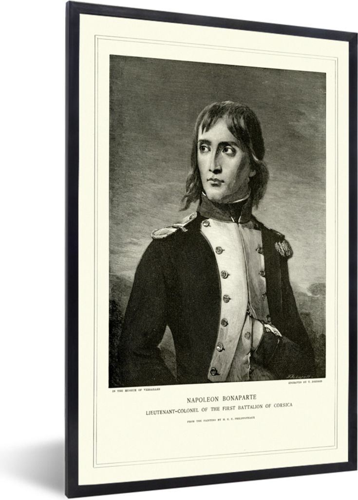 MuchoWow Gerahmtes Poster Antike Illustration von Napoleon Bonaparte 60x80 cm - Poster mit Schwarzem Bilderrahmen Wandposter Rahmen Foto Bilder -...
