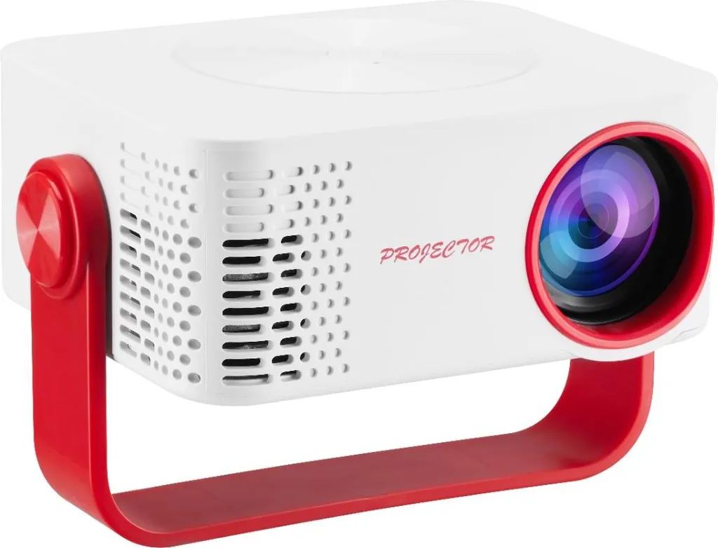 INF Projecteur Portable M60 1080P HD en ABS Compact Blanc et Rouge
