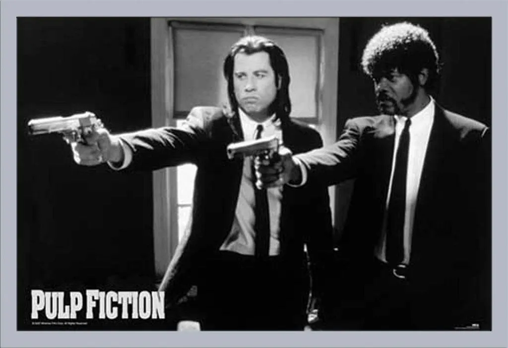 Poster Pulp Fiction Pistole con Cornice Shinsuke Argento 61x91,5 cm
