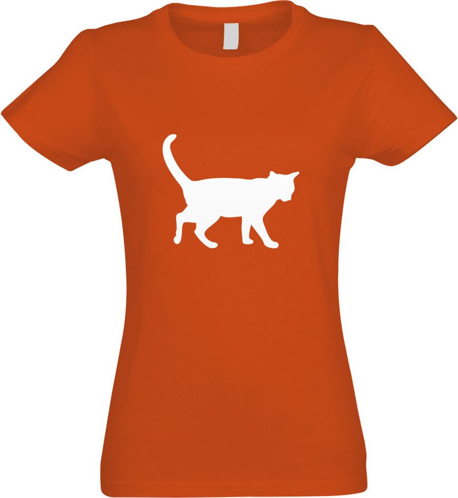 Kiwistar - T-Shirt tailliert - Damen - orange - Katze - mit Motiv Bedruckt - Funshirt Design - Sport - Freizeit - Damen - M